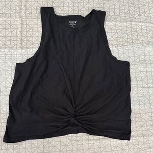 Old Navy Heather Black Twist-Front Tank Top